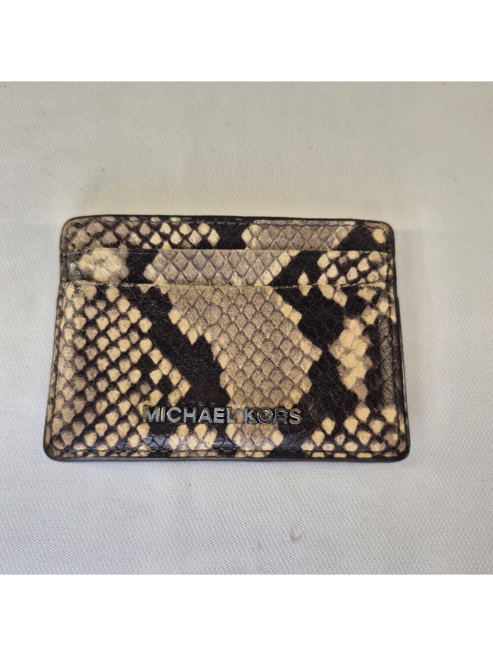 Michael Kors Jet Set Small Snake Embossed Card Case Double Sided